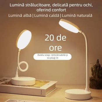 Lampă de birou LED cu protecție a ochilor (alimentare USB, 3W, CRI 80-89, certificat CE, tensiune ≤36V)