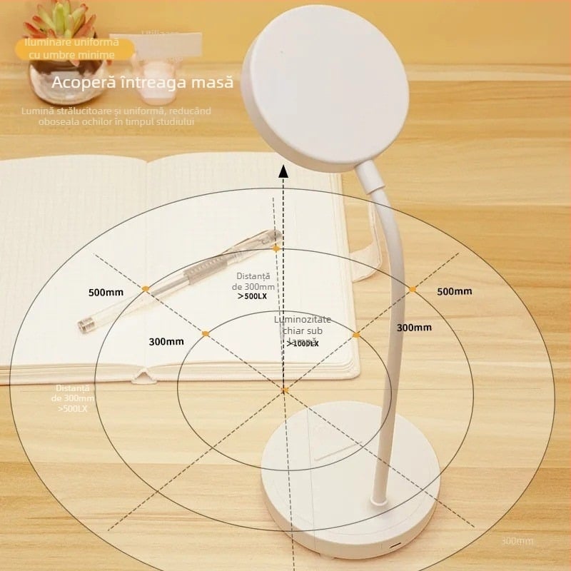 Lampă de birou LED cu protecție a ochilor (alimentare USB, 3W, CRI 80-89, certificat CE, tensiune ≤36V)