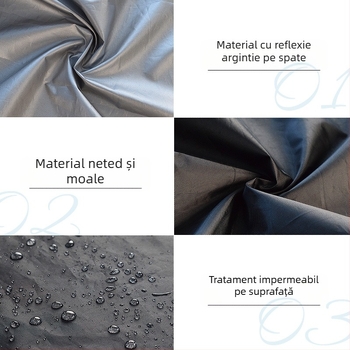 Capac de protecție pentru încălzitor exterior - taftă poliester argintiu, personalizabil, protejează împotriva zăpezii, soarelui, ploii și prafului