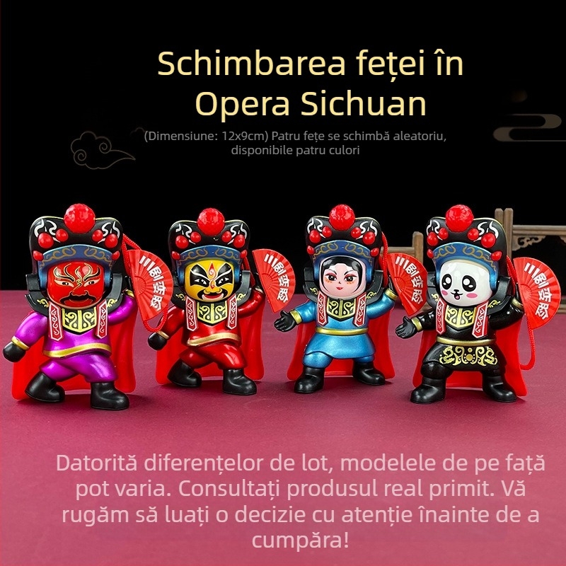 Figurină decorativă din plastic cu schimbarea feței, inspirată de Opera Sichuan, stil chinezesc (Material: Plastic; Stil: Chinezesc; Proces de fabricație: turnare prin injecție; Design: schimbare a feței; Utilizare: decor de birou)