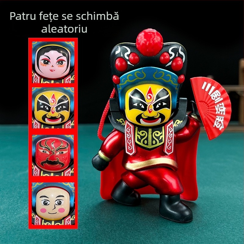 Figurină decorativă din plastic cu schimbarea feței, inspirată de Opera Sichuan, stil chinezesc (Material: Plastic; Stil: Chinezesc; Proces de fabricație: turnare prin injecție; Design: schimbare a feței; Utilizare: decor de birou)