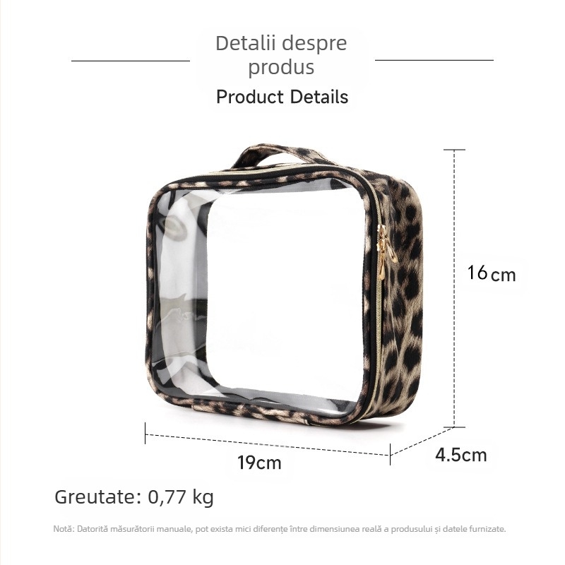 Geantă de machiaj cu design amprentă de mână, impermeabilă și portabilă, exterior PU, căptușeală din piele sintetică, unisex, primăvara 2025
