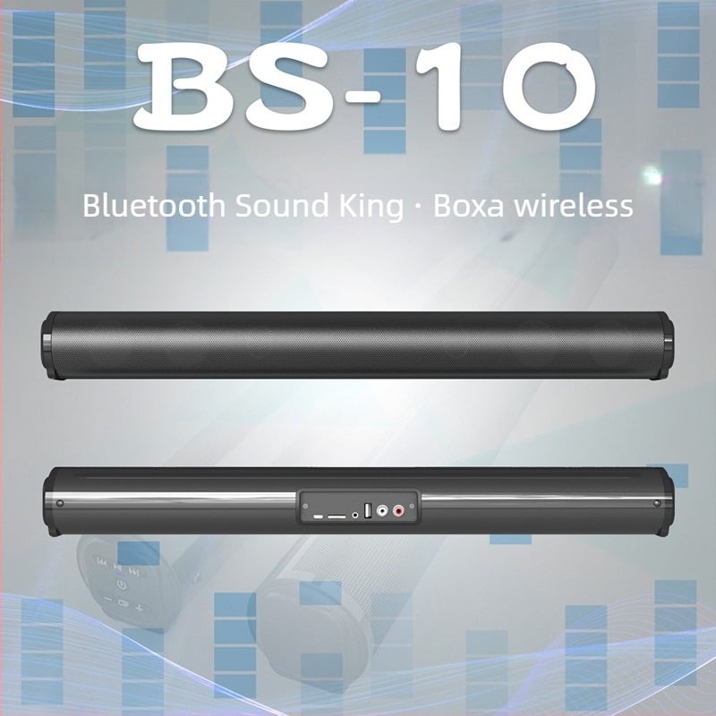 BS10 Bară de sunet lungă Bluetooth 5.0 cu bas profund, intrare RCA pentru TV, baterie încorporată de 2000 mAh, alimentare USB, rază de acțiune 15 m