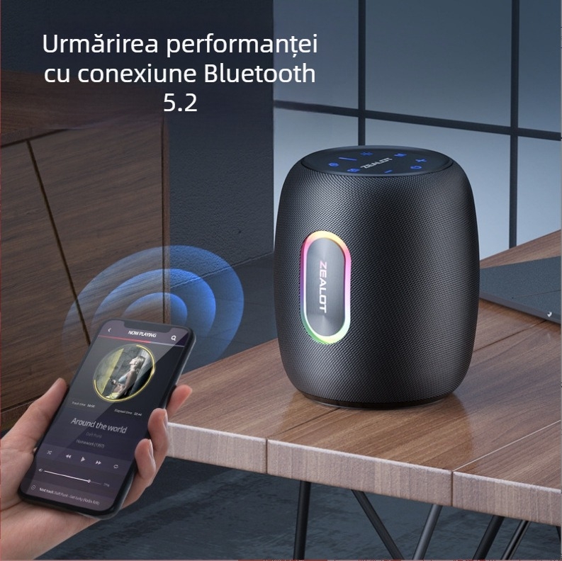 Boxă Bluetooth pentru karaoke cu microfon încorporat - ZEALOT S64, model podea, 50W, IPX5, BT 5.2, 20Hz-20kHz, SNR ≥85 dB