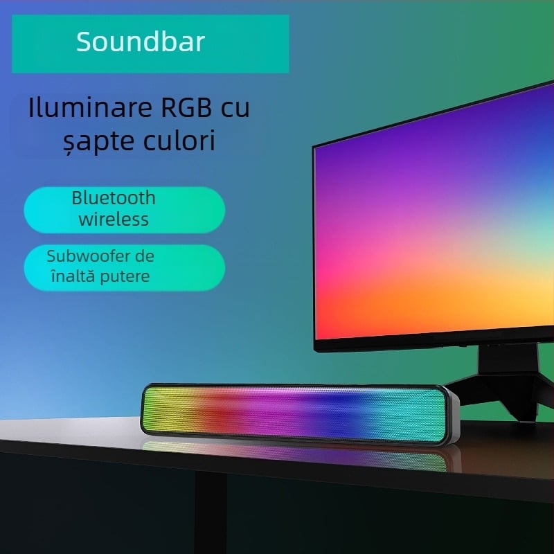 Lampă LED tip marquee cu difuzor Bluetooth, iluminare RGB, 2 difuzoare, Bluetooth 5.0, 40Hz-20kHz, SNR ≥85dB, distanță de 10 m