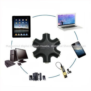 Divizor hexagonal pentru căști, partajare audio între dispozitive digitale — Brand: Neutral; Model: Hexagonal earphone splitter; Compatibil cu dispozitive digitale; Greutate: 0.06
