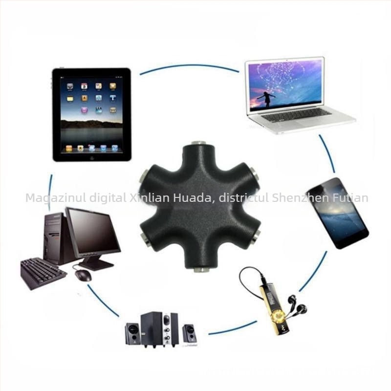 Divizor hexagonal pentru căști, partajare audio între dispozitive digitale — Brand: Neutral; Model: Hexagonal earphone splitter; Compatibil cu dispozitive digitale; Greutate: 0.06