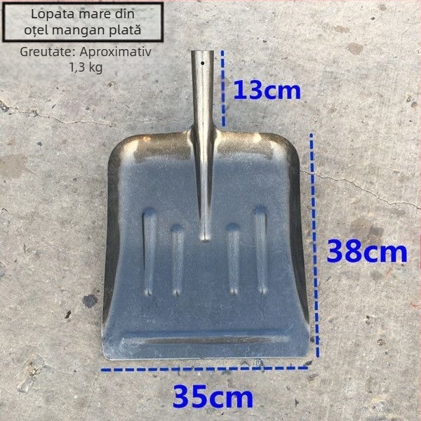 Lopată de zăpadă Golden Dragon cu lamă din oțel cu carbon înalt și mâner din lemn, pentru aruncarea materialelor.