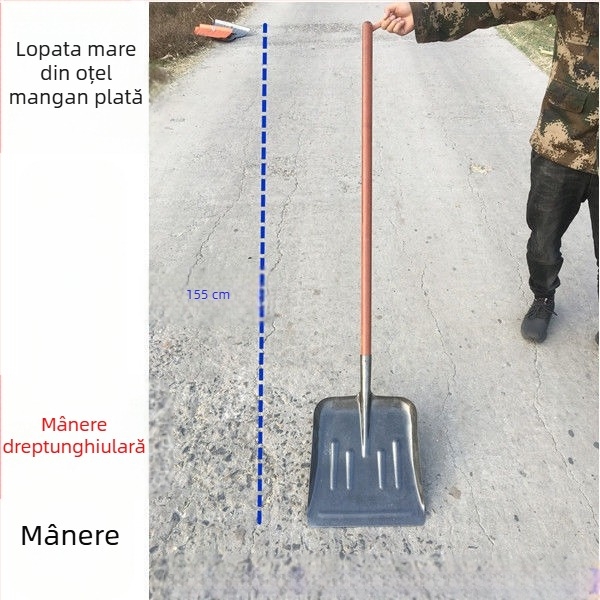 Lopată de zăpadă Golden Dragon cu lamă din oțel cu carbon înalt și mâner din lemn, pentru aruncarea materialelor.