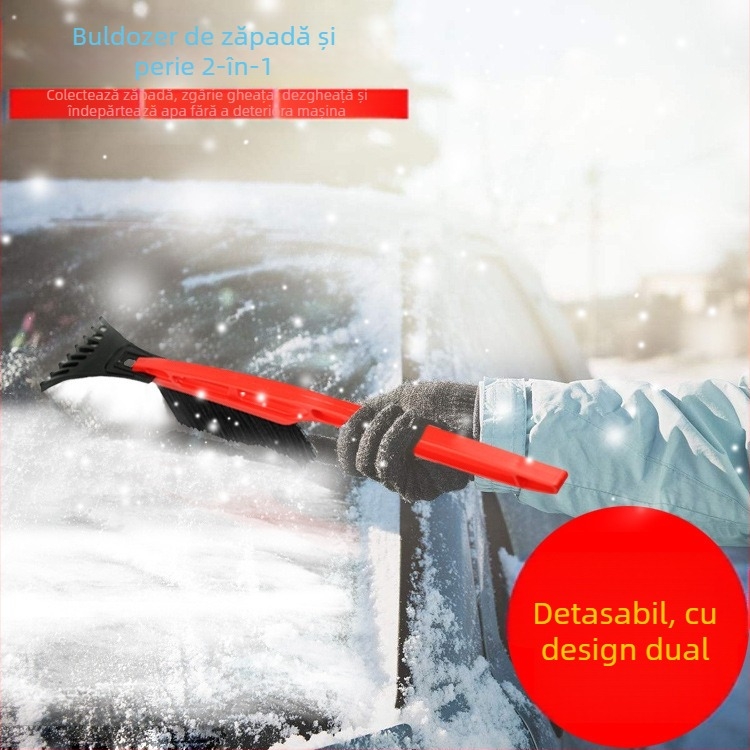 Lopată de zăpadă auto, 2 în 1, cu mâner lung și perie pentru dezghețare (Prelucrare la cerere: Nu; Brand privat autorizat: Nu)