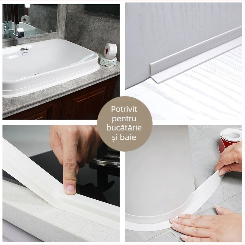 Bandă etanșare îmbinări bucătărie, autoadezivă, seria Marbling-proof, stil modern minimalist