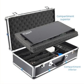 Cutie din aluminiu pentru microfoane wireless de scenă, portabilă, cu dublu strat întărit, poate găzdui receptorul și unitatea principală