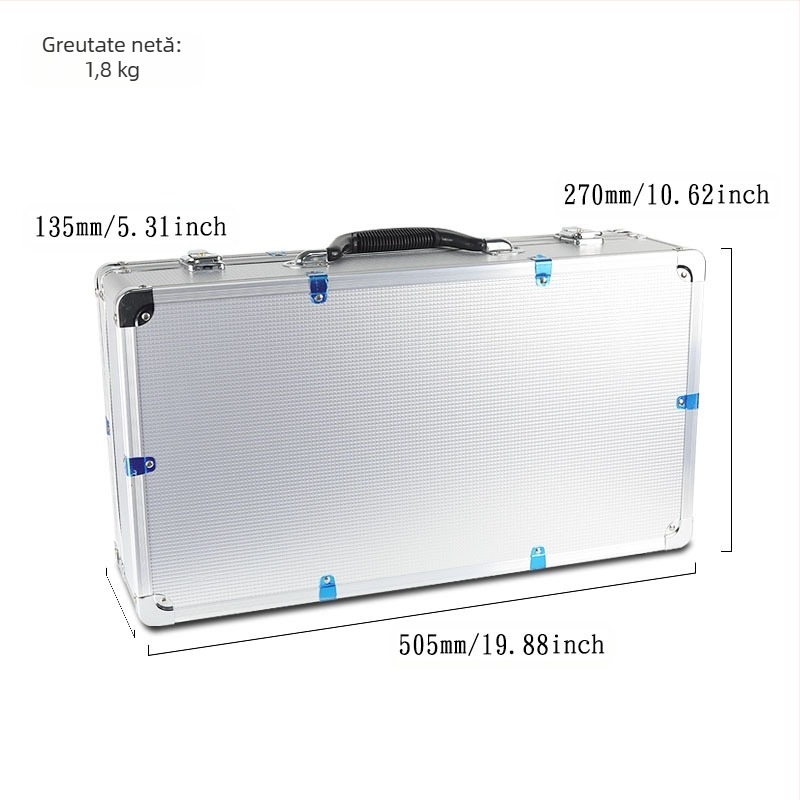 Cutie din aluminiu pentru microfoane wireless de scenă, portabilă, cu dublu strat întărit, poate găzdui receptorul și unitatea principală