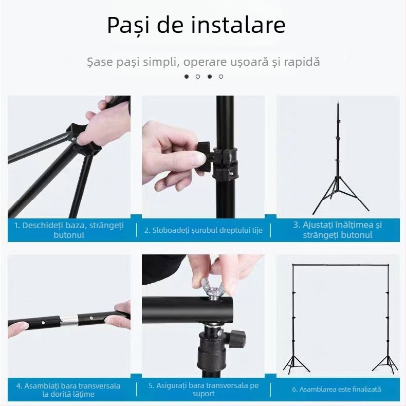 Suport pentru fundal de fotografiat, din metal, pentru fotografii de produse, extins la 210×300 cm, greutate 2,5 kg.