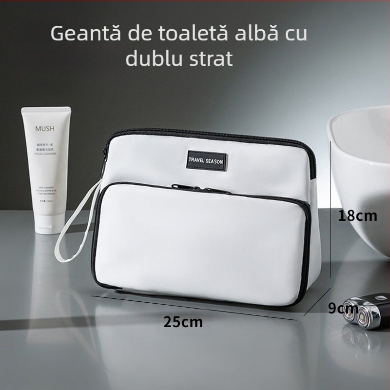 Geantă triunghiulară pentru toaleta bărbaților, capacitate mare, separare uscat-umed, impermeabilă, material 600D