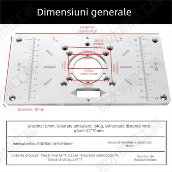 Mașină de gravură și frezare pentru lemn cu corp din aluminiu — canelări, găurire și finisare, destinație generală, pentru uz casnic