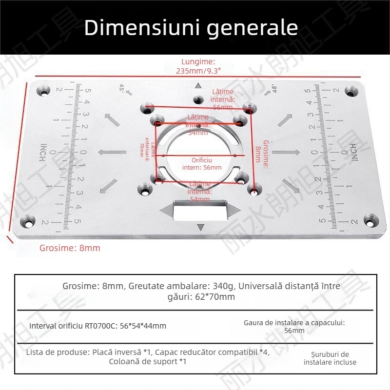 Mașină de gravură și frezare pentru lemn cu corp din aluminiu — canelări, găurire și finisare, destinație generală, pentru uz casnic