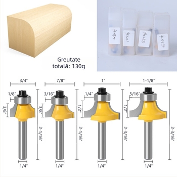 Set freze lemn – 4 buc. – vârf sferic, aliaj, freză canelatoare