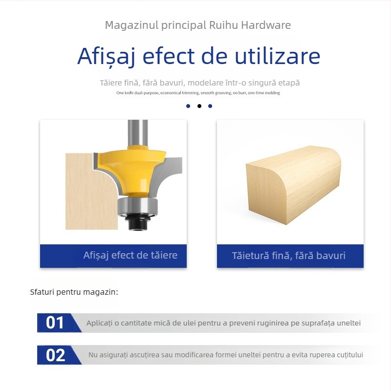 Set freze lemn – 4 buc. – vârf sferic, aliaj, freză canelatoare