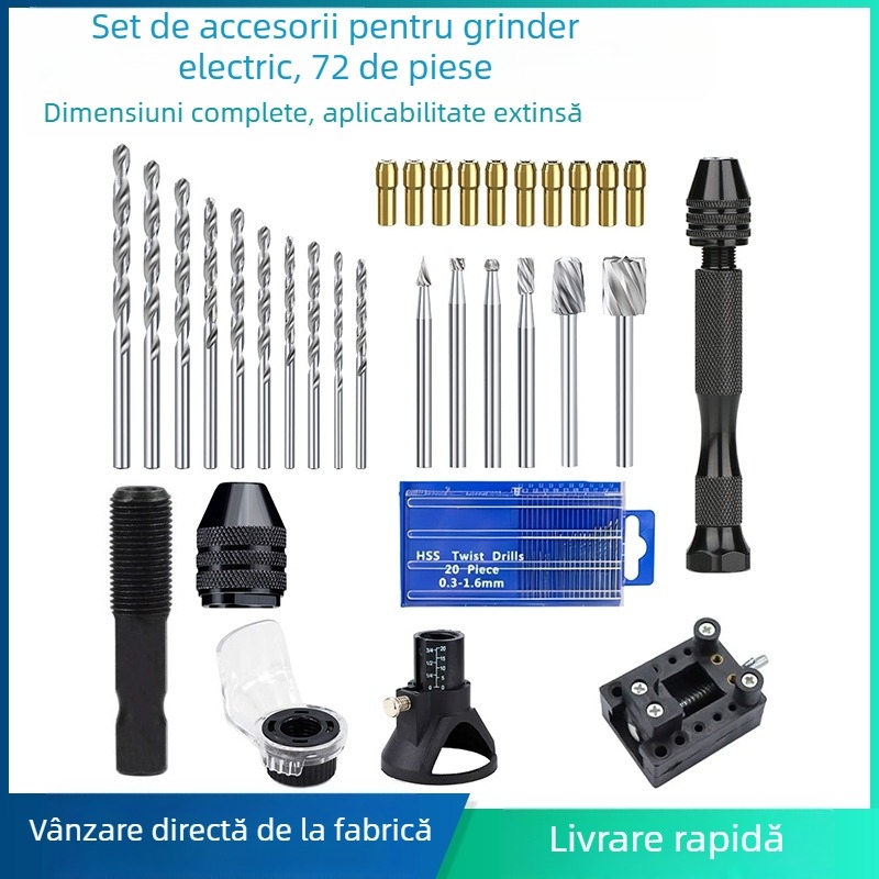 Mașină de găurit electrică mică pentru gravură, unealtă rotativă pentru gravură, șlefuire și lustruire, set de 72 de piese, marca Xuchuan