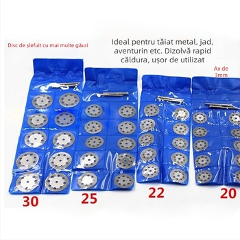 Disc diamant pentru tăiere cu dinți, cu 8 găuri, disc mic de șlefuit cu emery pentru jad – set 10 bucăți, model 45, viteză maximă 5000, origine Jiangsu