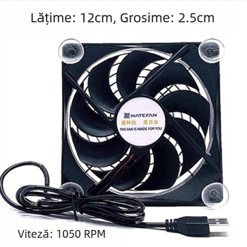 Suport de răcire pentru router USB — răcire cu ventilator, 5V, model 12025, lungime cablu 95 cm