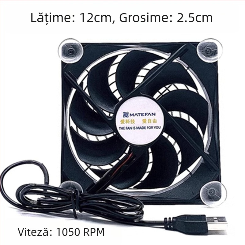 Suport de răcire pentru router USB — răcire cu ventilator, 5V, model 12025, lungime cablu 95 cm