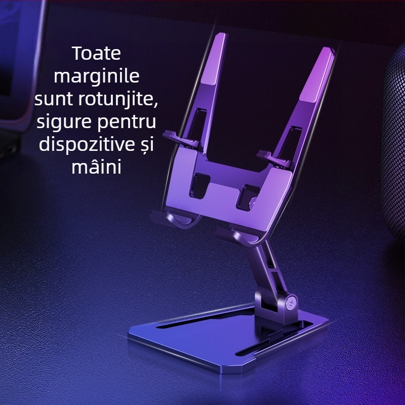 Suport de birou din aliaj de aluminiu pentru telefoane și tablete, pliabil, universal, cu element de răcire