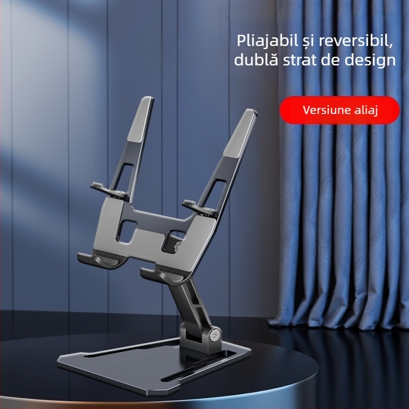 Suport de birou din aliaj de aluminiu pentru telefoane și tablete, pliabil, universal, cu element de răcire