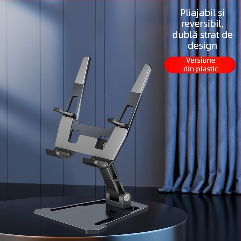 Suport de birou din aliaj de aluminiu pentru telefoane și tablete, pliabil, universal, cu element de răcire