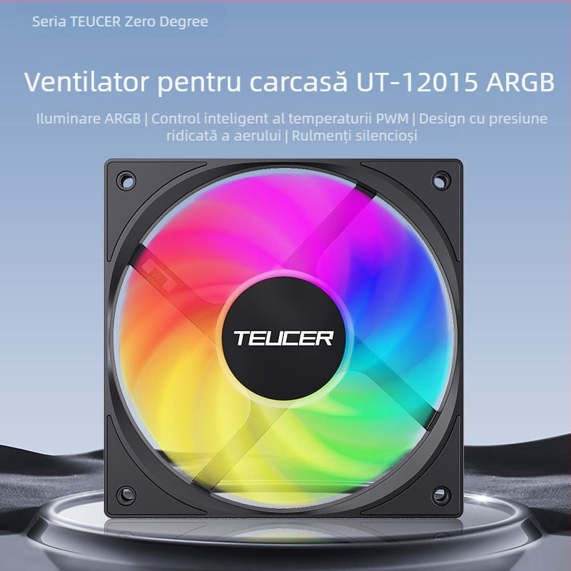 Ventilator ARGB pentru răcire CPU, PC desktop, rulment hidraulic, 800-2400 RPM, 34 dB(A)