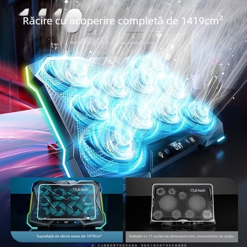 Radiator pentru notebook cu 10 ventilatoare, răcire cu aer, ABS + plasă de oțel, 1,4 kg