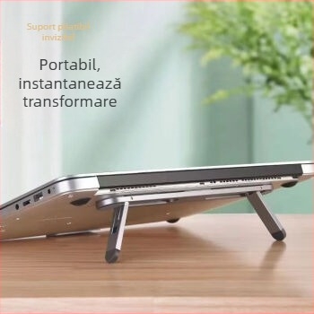 Suport pliabil pentru laptop din aliaj de aluminiu cu bază de răcire, suport de birou portabil pentru iPad 2 și alte tablete, greutate 0,025 kg