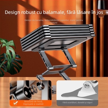 Suport pentru laptop cu trei niveluri reglabile, din oțel carbon, tip lift pentru birou, compatibil cu laptopuri până la 15,6 inch, greutate 1,5 kg