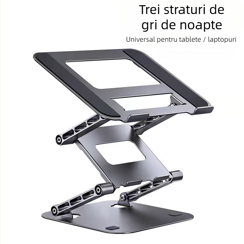 Suport pentru laptop cu trei niveluri reglabile, din oțel carbon, tip lift pentru birou, compatibil cu laptopuri până la 15,6 inch, greutate 1,5 kg