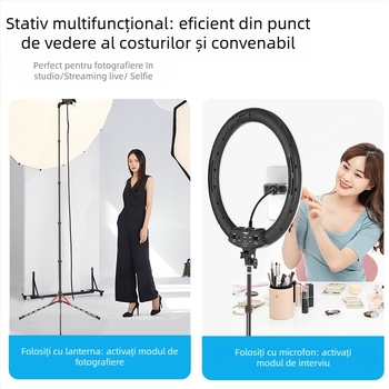 GM220 Stativă profesională pentru iluminat fotografic, aliaj de aluminiu, înălțime 49.5–220 cm, încărcare 2.5 kg, 5 segmente, diametre țevi 1.3/1.6/1.9/2.2/2.5 cm