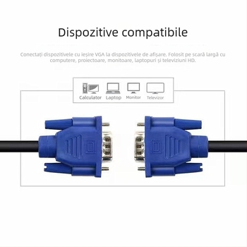 Cablu VGA, conector 15 pini, lungime 1,5 m, conductor din oțel acoperit cu cupru