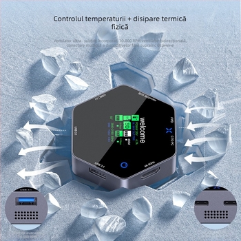 Hub de extensie Type-C cu interfață USB-C de 5 Gbps, alimentare externă, model YC-931