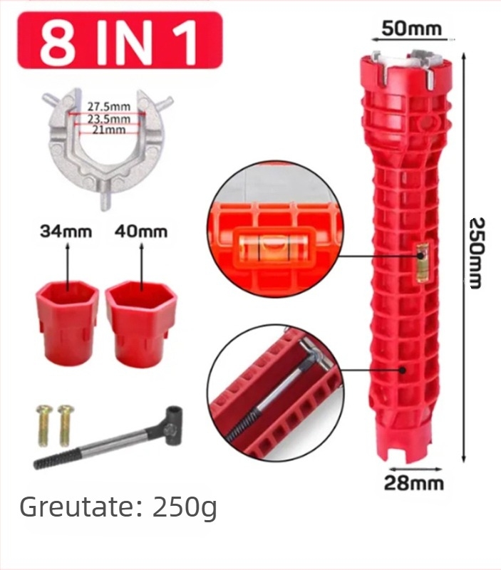 Cheie 8 în 1 pentru chiuvetă și instalații, unelte de montaj pentru baie, din aliaj de cupru