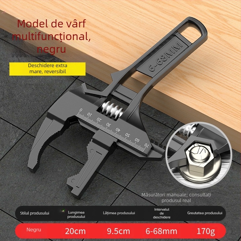 Cheie multifuncțională pentru instalații sanitare, pentru chiuvetă și reparații la robinet, material: 2Cr13 + aliaj de aluminiu