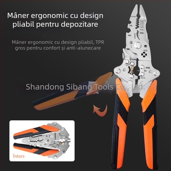 Clește de dezizolare a cablurilor, pliabil, multifuncțional, industrial, 12 în 1 — Zhuan Yi; Pliabil; Formă în V; Greutate 0,192 kg