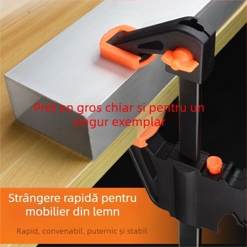 Clemă pentru tâmplărie tip F, îngroșată pentru plăci din lemn, unghi drept, două bucăți