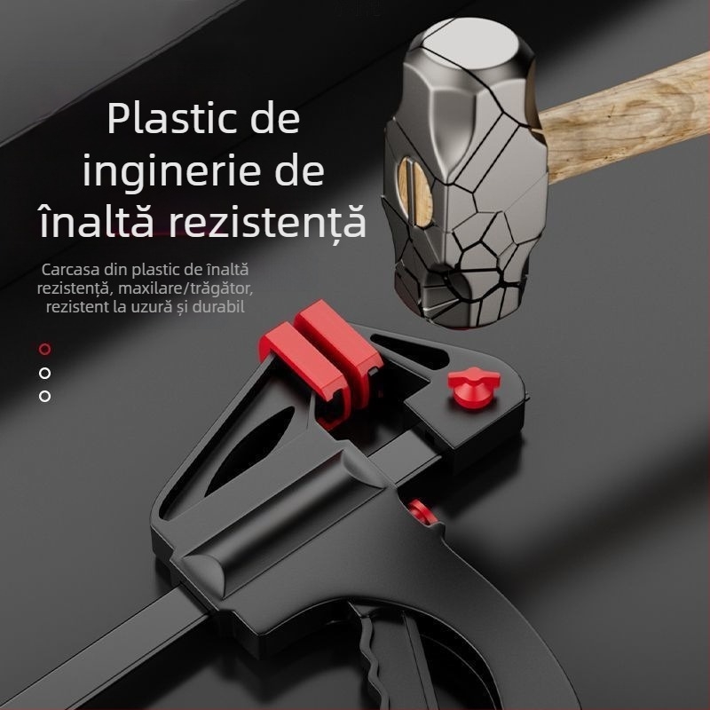 Clemă pentru tâmplărie tip F, îngroșată pentru plăci din lemn, unghi drept, două bucăți