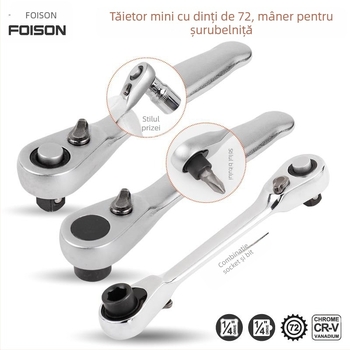 Cheie clichet cu două direcții, 72 dinți, 1/4 inch drive, oțel crom-vanadiu