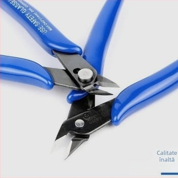 Clește diagonal industrial pentru electronice, fălci înclinate, greutate 0,08 kg, lungimea capului 1