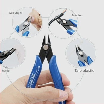 Clește diagonal industrial pentru electronice, fălci înclinate, greutate 0,08 kg, lungimea capului 1