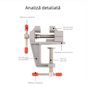 Clește de bancă din aliaj de aluminiu, instrument DIY, Bingxuan, greutate 135 g
