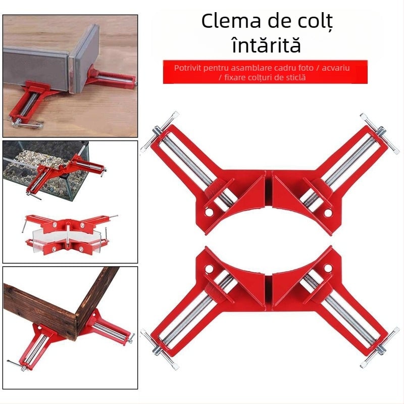 Clește unghi drept de 90° pentru tâmplărie - aliaj de aluminiu, clește rapid, fixare pentru sudură și bloc de poziționare, greutate 150 g