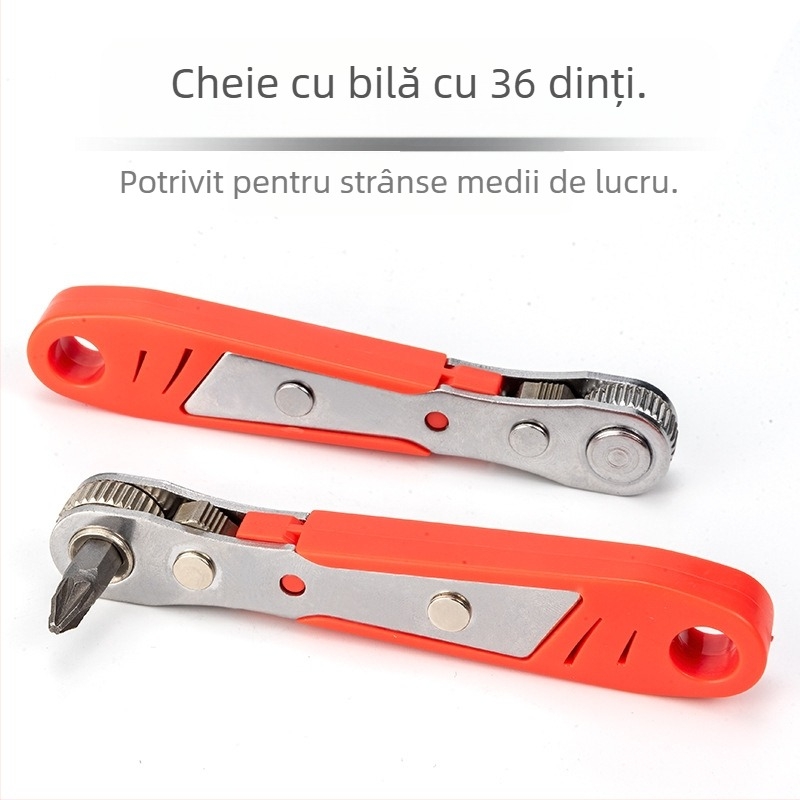 Șurubelniță cu clichet magnetică, mini, cu 36 de dinți, mișcare înainte/înapoi, ax metal flexibil
