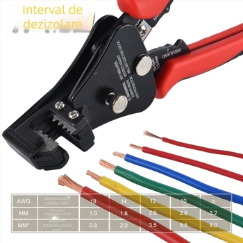 Clește automate multifuncțional pentru dezizarea cablurilor de fibră optică, cu fălci dințate – domeniu dezizare 1.0–3.2 mm, greutate 0,36 kg